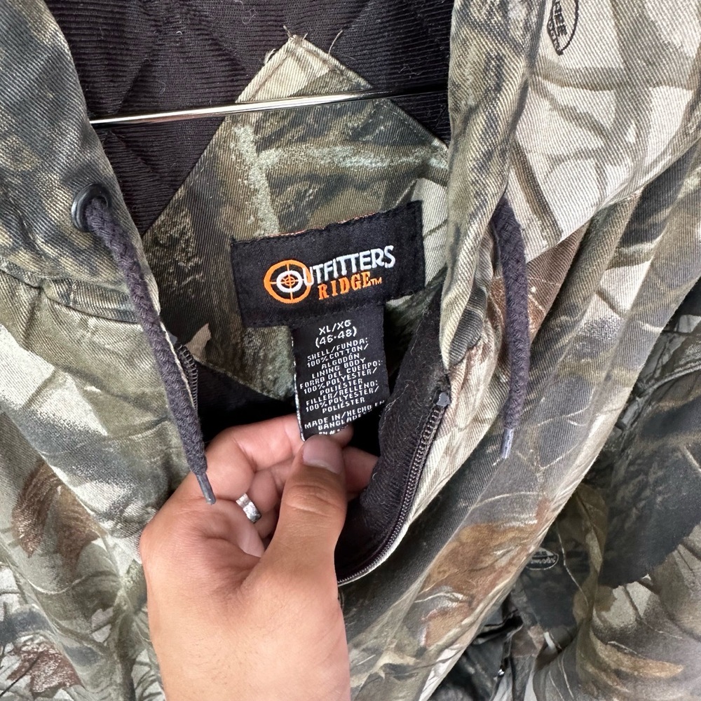 Camouflage Print Hooded Elastic Cuffs Front Pockets Hunting Jacket Extra Large - Picture 3 of 6